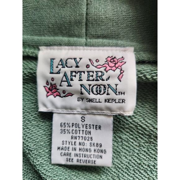 Vtg 80s Lacy After noon Duster Cardigan Womens Size S Green Embellished Sequins - Picture 4 of 4